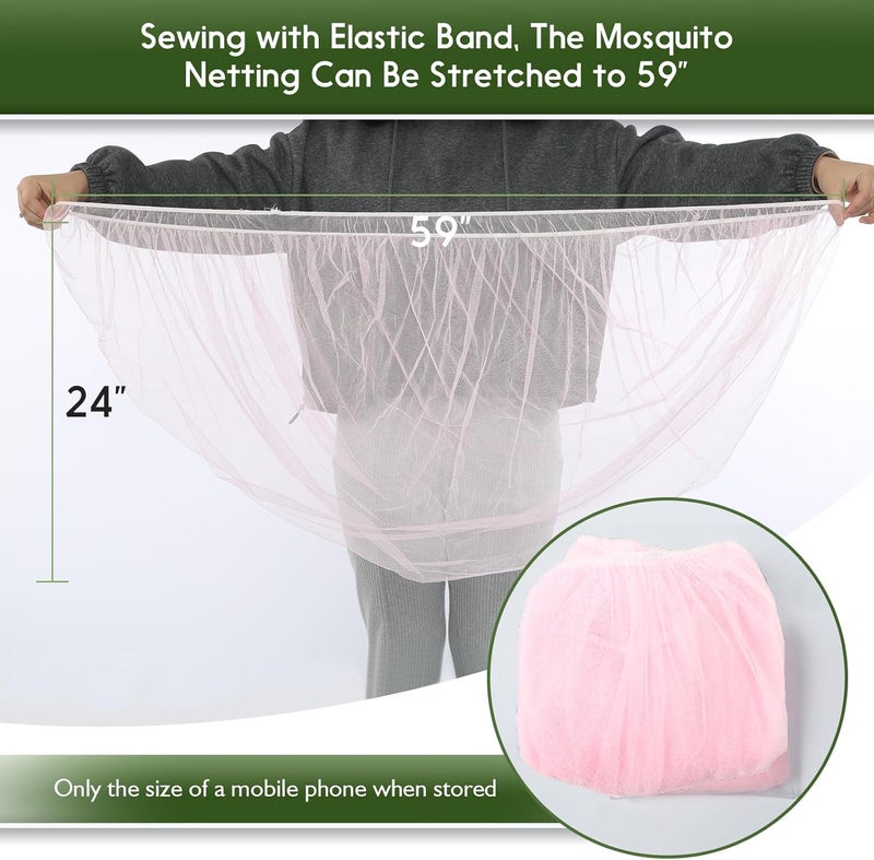 AMORBASE Stroller Mosquito Net, 2-Pack Bug Net Cover for Stroller, Bassinets, Cradles, Playards, Pack N Plays and Portable Mini Crib, Durable Baby Insect Netting Infant Essential (2, Pink) - Image 4